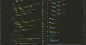 Close-up of highlighted HTML and CSS code on a dark screen, suitable for tech themes.