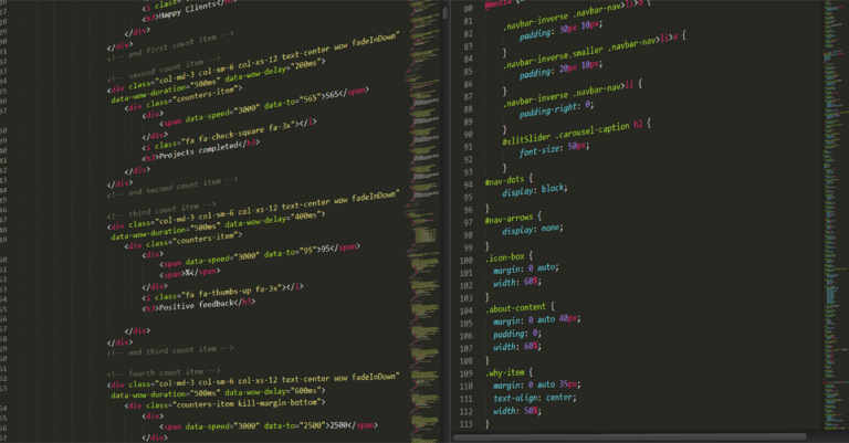 Close-up of highlighted HTML and CSS code on a dark screen, suitable for tech themes.