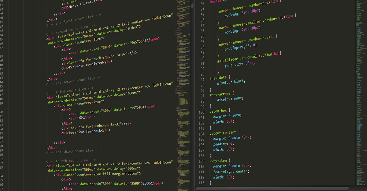 Close-up of highlighted HTML and CSS code on a dark screen, suitable for tech themes.