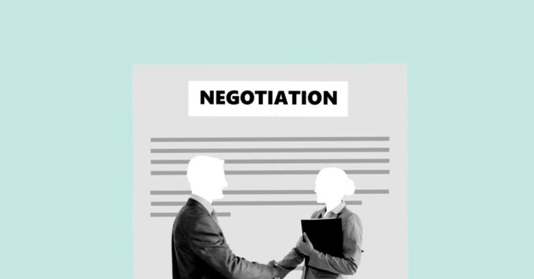 Illustration of business colleague shaking hands for agreement against concluded contract during negotiation