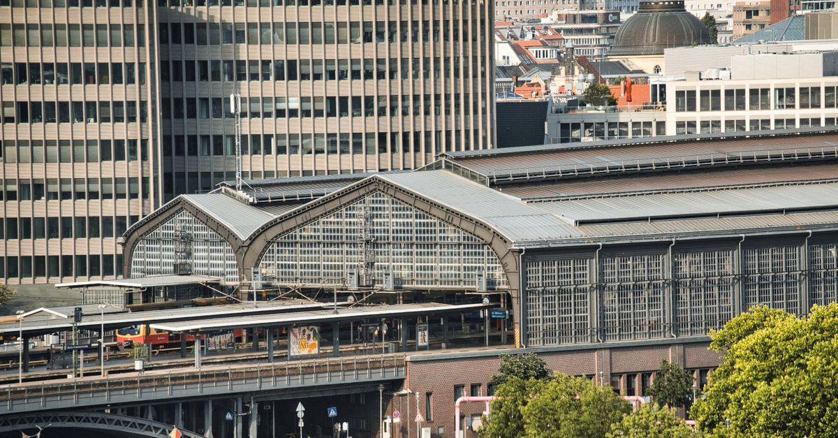 A scenic view of a Berlin railway station amidst urban architecture.